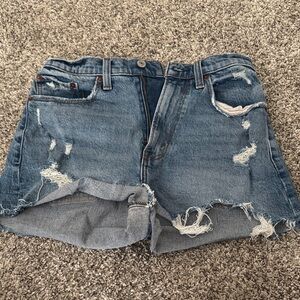 Abercrombie & Fitch Distressed Mid-Blue Denim Shorts